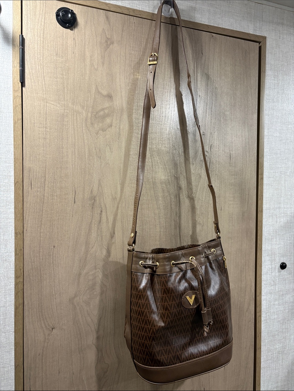 Mario Valentino Brown Leather Bucket Bag - Women's Shoulder Bag strap wear